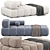 Blue Velvet Modular Sofa Settee 3D model small image 1