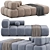 Blue Velvet Modular Sofa Settee 3D model small image 3