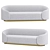 Contemporary Velvet Upholstered Sofa 3D model small image 1