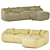 Sofia Beige Modular Sectional Sofa 3D model small image 3