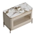 Beige Gloss Bedside Table with Marble Top 3D model small image 4