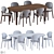 Contemporary Ines Chair and Kuyu Dine Table 3D model small image 2