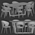 Velvet Upholstered Dining Set 201 3D model small image 3
