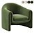 Elegant Velvet Barrel Chair 3D model small image 1