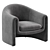 Elegant Velvet Barrel Chair 3D model small image 3