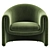 Elegant Velvet Barrel Chair 3D model small image 6