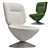 Sleek Moon Swivel Lounge Chair 3D model small image 2