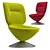 Sleek Moon Swivel Lounge Chair 3D model small image 3