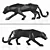 Geometric Black Leopard Figurine Decor 3D model small image 3
