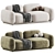 Luxurious Velvet 2-Seater Sofa 3D model small image 1