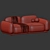 Luxurious Velvet 2-Seater Sofa 3D model small image 2