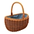 Oval Wicker Basket With Handle 3D model small image 1