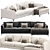 Elegant Meridian Chaise Sofa ensemble 3D model small image 2