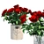 Red Rose Vases Set Beauty 3D model small image 3