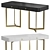 Modern Black Writing Desk with Gold Base 3D model small image 1