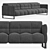 Natuzzi Philo Modular Sofa 3-Seater 3D model small image 3