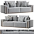 Contemporary Gray Cotton Sofa Bed 3D model small image 1