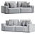 Contemporary Gray Cotton Sofa Bed 3D model small image 3