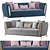 Royal Blue Velvet Sofa Luxury 3D model small image 1