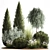 Alpine Greenery Collection: Cypress, Thuja, Olive Bushes 3D model small image 1