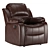 Luxury Modena Vegan Leather Recliner 3D model small image 1