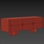 Handcrafted Red Wood TV Stand 3D model small image 3