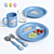 Kids' 3-Color Plastic Tableware Set 3D model small image 1