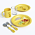 Kids' 3-Color Plastic Tableware Set 3D model small image 2