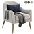 Elegant Velvet Juno Armchair 3D model small image 3