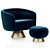 Luxury Velvet Swivel Chair Set 3D model small image 1