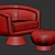 Luxury Velvet Swivel Chair Set 3D model small image 6