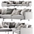 Modern Outline Corner Sofa Set 3D model small image 3