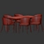 Elegant Wood and Fabric Dining Set 3D model small image 2