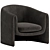 Elegant Velvet Barrel Chair 3D model small image 2