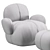 Contemporary Carmelo Armchair Set 3D model small image 7