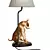 Dog Sculpture Table Lamp Velvet 3D model small image 2