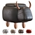 Cow Leather Modern Stool 3D model small image 1