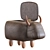 Cow Leather Modern Stool 3D model small image 5