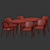 Stylish Velvet Dining Set Wood 3D model small image 2