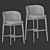 Luxury Velvet Upholstered Metal Stool 3D model small image 4