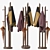 Rustic Wood Coat Rack Organizer 3D model small image 1