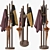 Rustic Wood Coat Rack Organizer 3D model small image 3