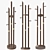 Rustic Wood Coat Rack Organizer 3D model small image 4