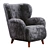 Curly Shearling Upholstered Armchair 3D model small image 1