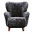 Curly Shearling Upholstered Armchair 3D model small image 2