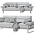 Modern Lavina 3-Seater Sofa 3D model small image 4