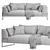 Modern 3-Seater Sofa Design 3D model small image 4
