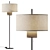 Elegant Fabric Metal Floor Lamp 3D model small image 1