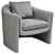 Velvet Barrel Chair Modern Design 3D model small image 6