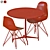 Eames Dining Set with Recycled Plastic Chairs 3D model small image 1